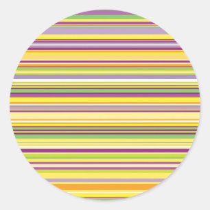 Cute colourful stripes design classic round sticker