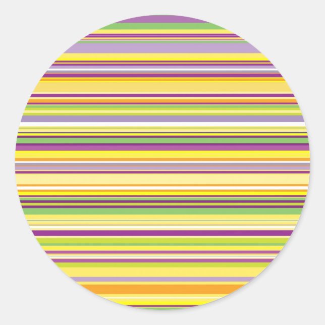 Cute colourful stripes design classic round sticker (Front)