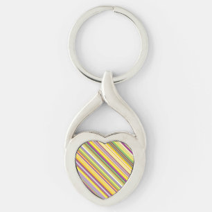 Cute colourful stripes design license plate key ring