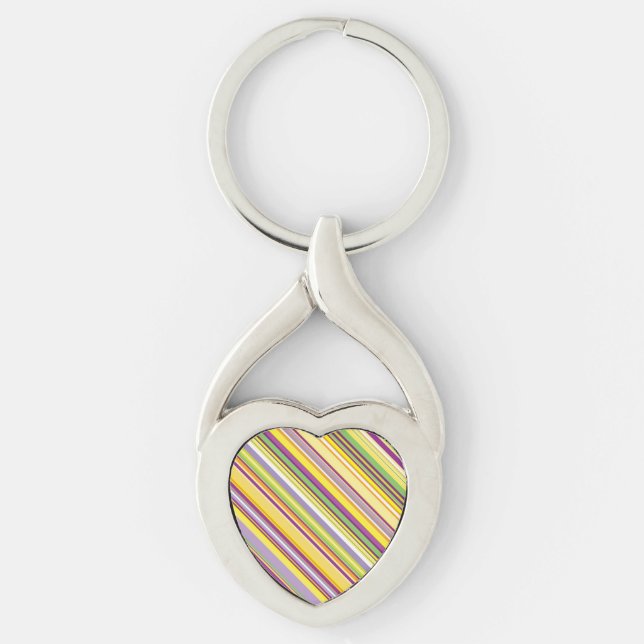 Cute colourful stripes design license plate key ring (Front)