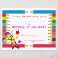 Cute & Colourful Student of the Week Certificate
