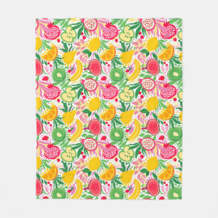 Cute Colourful Summer Tropical Fruit Fun Pattern Fleece Blanket