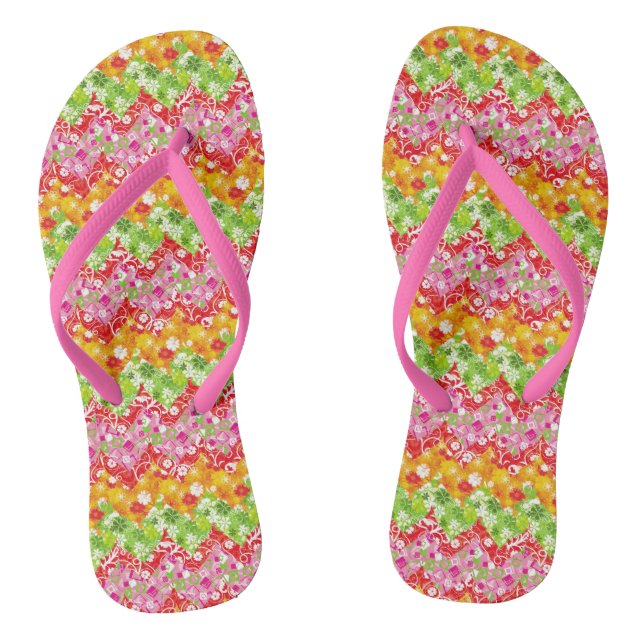 Cute colourful summer zigzag pattern jandals (Footbed)