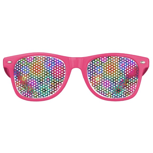 Cute colourful swirl pattern mug keychain retro sunglasses (Front)