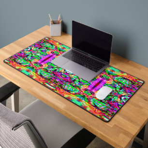 Cute colourful symetric abstract neon tribal iPad Desk Mat