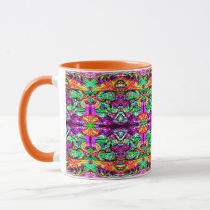 Cute colourful symetric abstract neon tribal mug