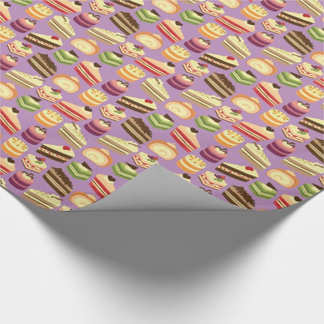Cute & Colourful Tea Cakes Illustrated Pattern Wrapping Paper (Corner)