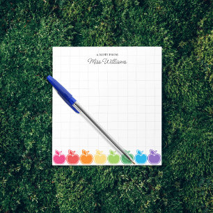 Cute Colourful Teacher's Apple Personalised Name Notepad