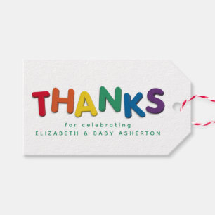 Cute colourful thanks baby shower thank you favour gift tags