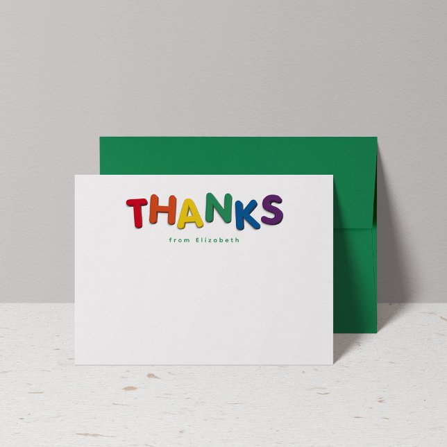 Cute colourful thanks personalised  thank you card (Creator Uploaded)
