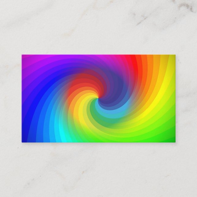 Cute Colourful Tie Dye Rainbow Swirl Art Pattern Business Card (Front)