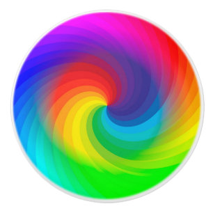 Cute Colourful Tie Dye Rainbow Swirl Art Pattern Ceramic Knob