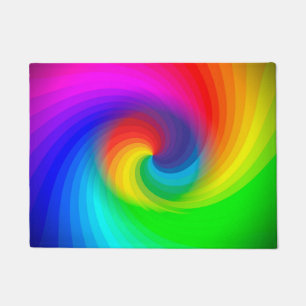 Cute Colourful Tie Dye Rainbow Swirl Art Pattern Doormat