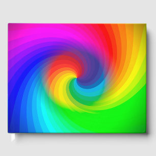 Cute Colourful Tie Dye Rainbow Swirl Art Pattern Guest Book