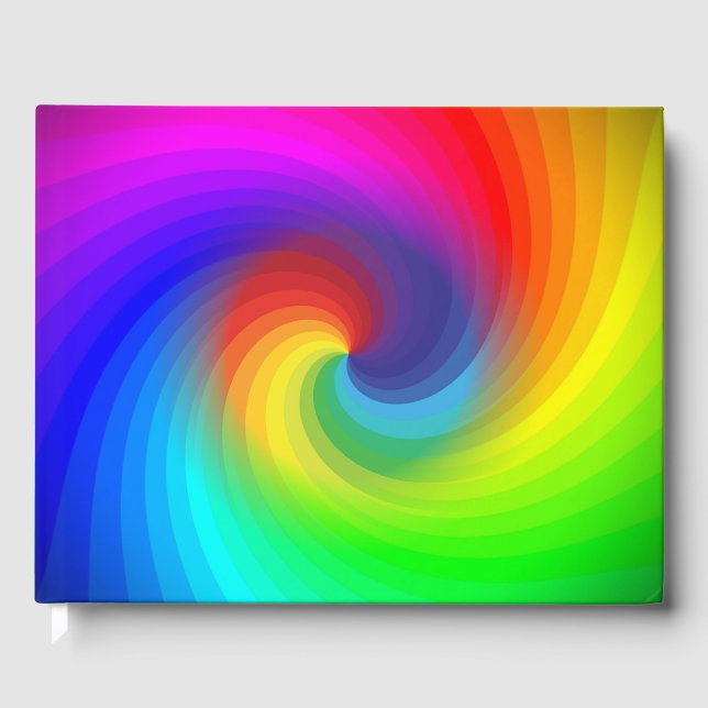 Cute Colourful Tie Dye Rainbow Swirl Art Pattern Guest Book (Front)