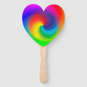Cute Colourful Tie Dye Rainbow Swirl Art Pattern Hand Fan