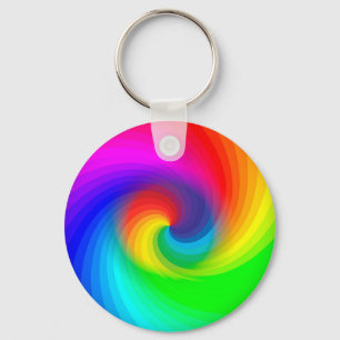 Cute Colourful Tie Dye Rainbow Swirl Art Pattern Key Ring