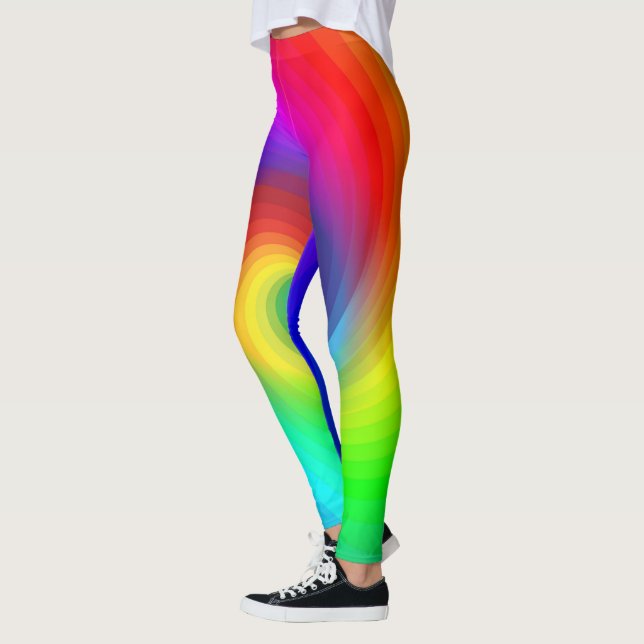 Cute Colourful Tie Dye Rainbow Swirl Art Pattern Leggings (Left)