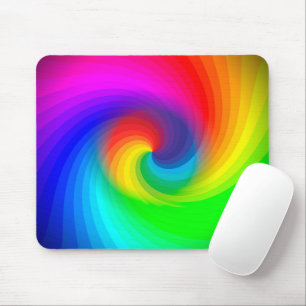 Cute Colourful Tie Dye Rainbow Swirl Art Pattern Mouse Pad