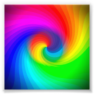 Cute Colourful Tie Dye Rainbow Swirl Art Pattern Photo Print