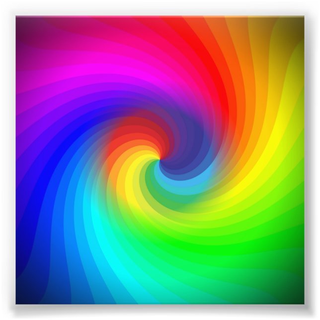 Cute Colourful Tie Dye Rainbow Swirl Art Pattern Photo Print (Front)