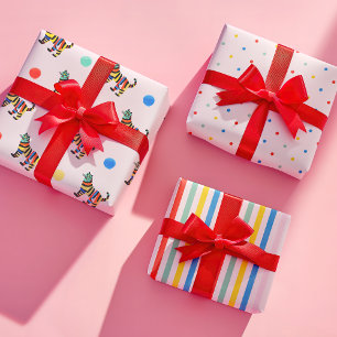 Cute Colourful Tiger Stripe Dot Birthday Gift Wrapping Paper Sheet