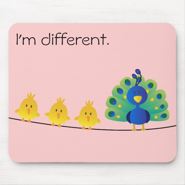 Cute & colourful toon of birds and a peacock mouse pad (Front)