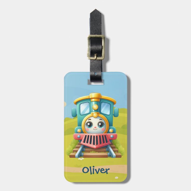 Cute Colourful Train Kids' Luggage Tag (Front Vertical)