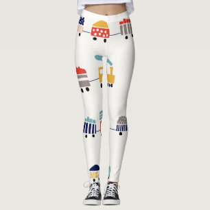 Cute, colourful trains seamless pattern. leggings