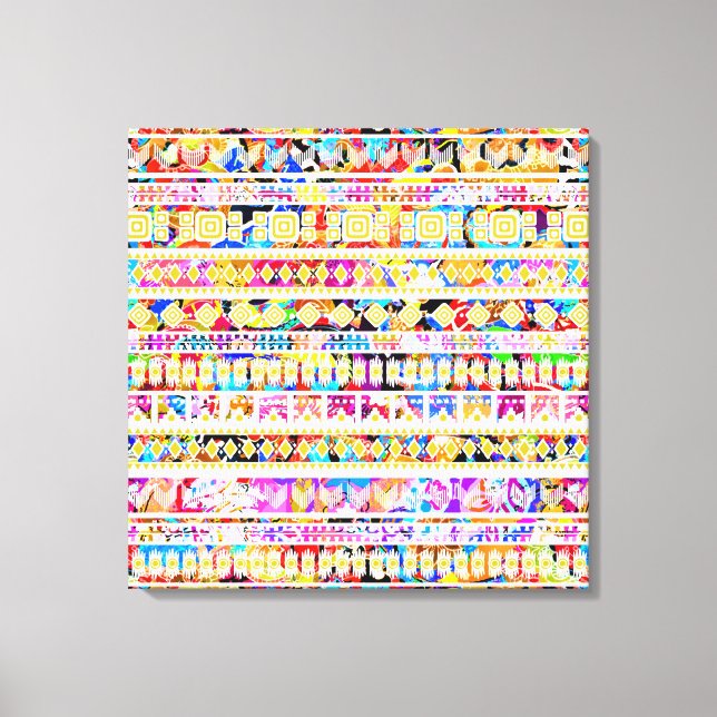 Cute colourful tribal aztec pattern canvas print (Front)