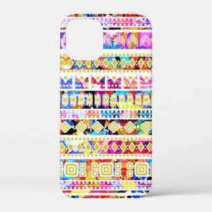 Cute colourful tribal aztec pattern iPhone 12 mini case