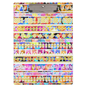 Cute colourful tribal aztec pattern clipboard