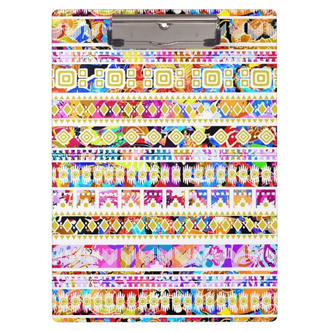Cute colourful tribal aztec pattern clipboard (Front)