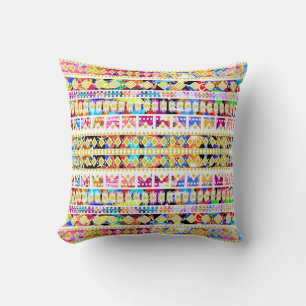 Cute colourful tribal aztec pattern cushion