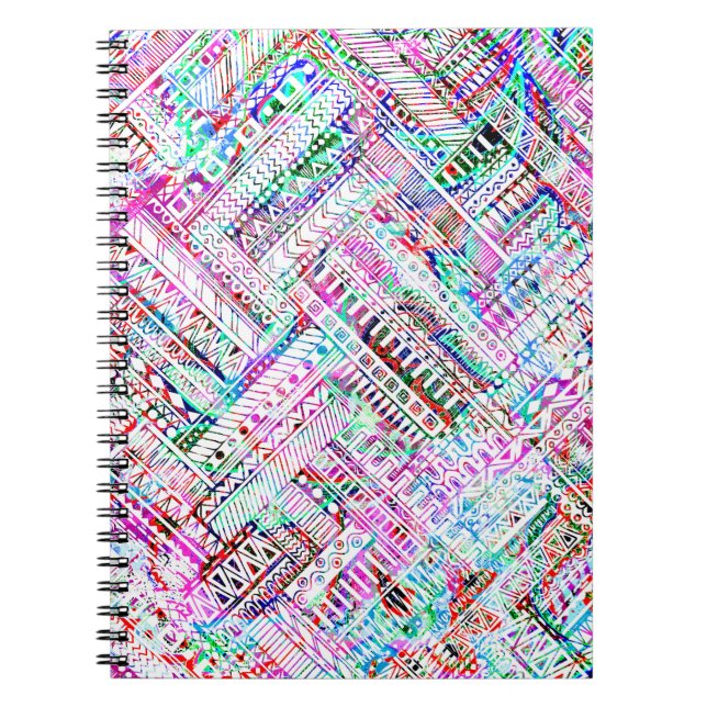 Cute colourful tribal pattern spiral notebook (Front)