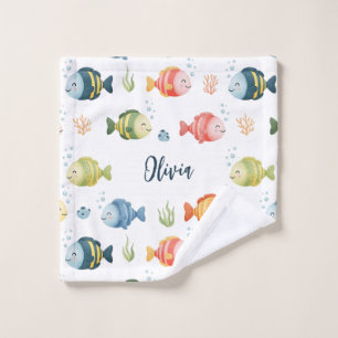 Cute Colourful Tropical Fish Pattern Wash Cloth