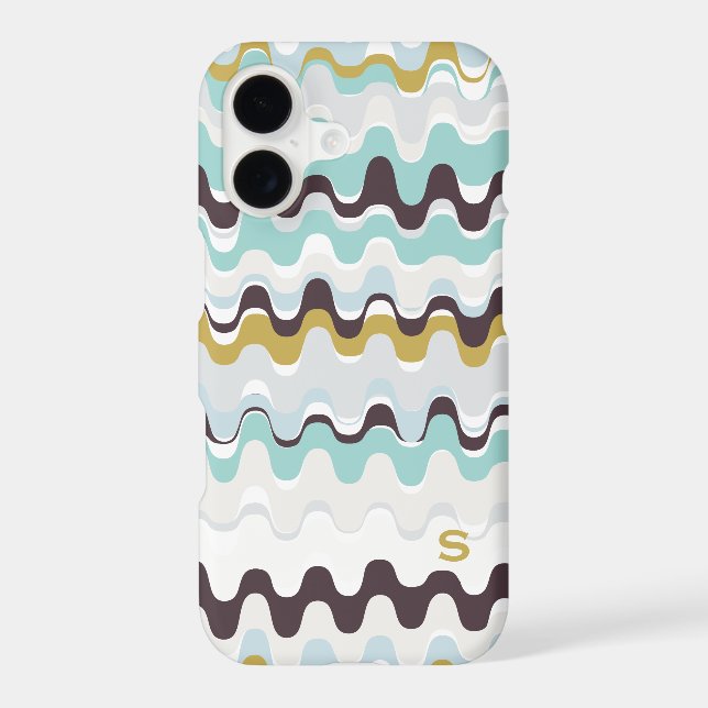 Cute colourful turquoise abstract pattern monogram (Back)