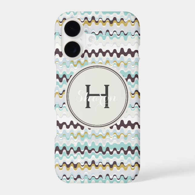 Cute colourful turquoise abstract pattern monogram (Back)