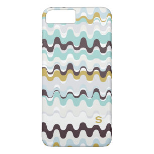 Cute colourful turquoise abstract pattern monogram Case-Mate iPhone case