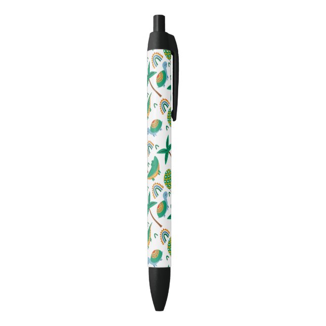 Cute Colourful Turtle Alligator Rainbow Pattern Black Ink Pen (Bottom (Vertical))