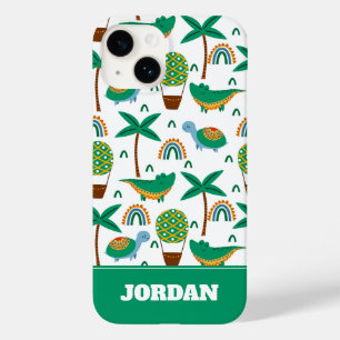 Cute Colourful Turtle Alligator Rainbow Pattern Case-Mate iPhone 14 Case