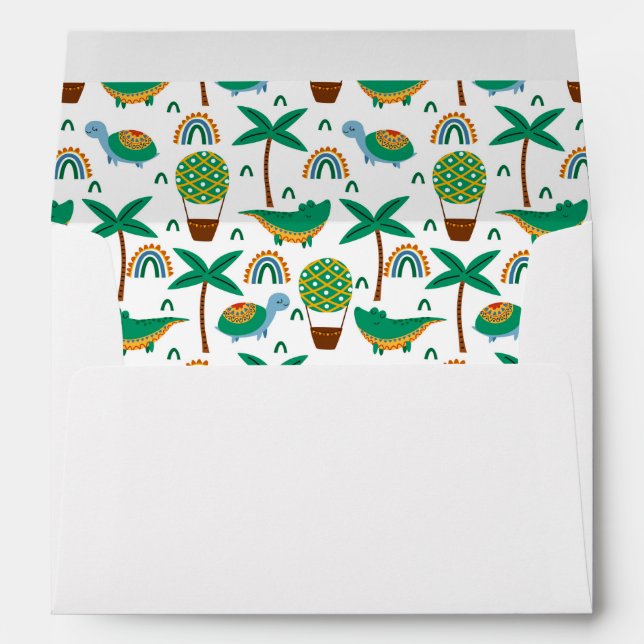 Cute Colourful Turtle Alligator Rainbow Pattern Envelope (Back (Bottom))
