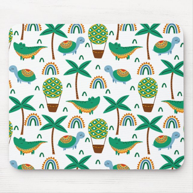 Cute Colourful Turtle Alligator Rainbow Pattern Mouse Pad (Front)