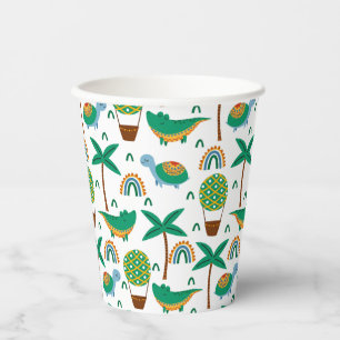 Cute Colourful Turtle Alligator Rainbow Pattern Paper Cups
