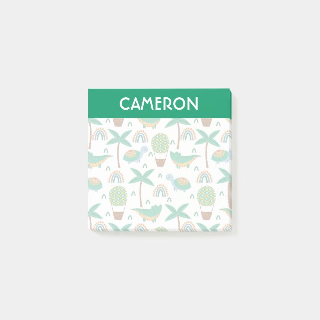 Cute Colourful Turtle Alligator Rainbow Pattern Post-it Notes (Front)