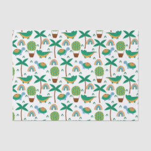 Cute Colourful Turtle Alligator Rainbow Pattern Tissue Paper