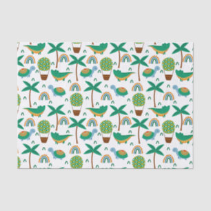 Cute Colourful Turtle Alligator Rainbow Pattern Tissue Paper