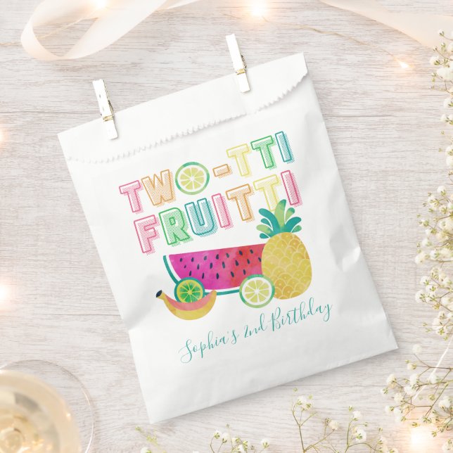 Cute Colourful Twotti Frutti 2nd Birthday Favour Bags (Clipped)