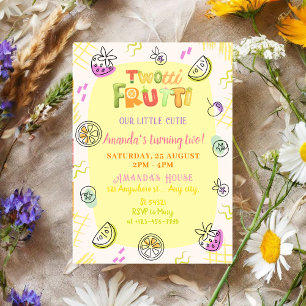 Cute Colourful Twotti Frutti 2nd Birthday Invitation
