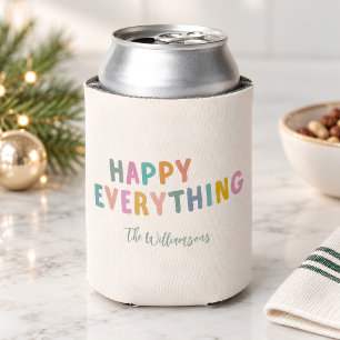 Cute Colourful Typography Happy Everything Custom Can Cooler